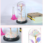 Artificial Tulips in Crystal Box, Galaxy Glass Rose Flower with LED Light Great Gift Ideas for couples