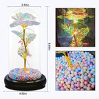 Artificial Tulips in Crystal Box, Galaxy Glass Rose Flower with LED Light Great Gift Ideas for couples