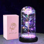 Artificial Tulips in Crystal Box, Galaxy Glass Rose Flower with LED Light Great Gift Ideas for couples